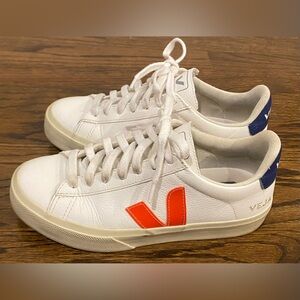 Veja White Sneakers with Vibrant Red Accent Size 5 EUC